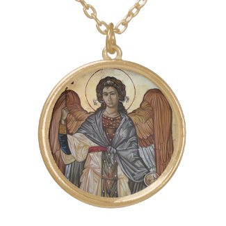 Archangel Gabriel Round Locket Necklace