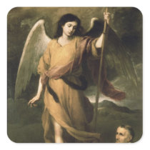 Archangel Raphael with Bishop Domonte Square Stickers