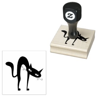 Arched Cat Design Wooden Stamp