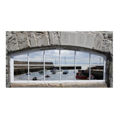 Arched Window with Fishing Boats print