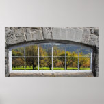Arched Window with Orchard View Poster