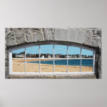 Arched Window with View of Sandy Beach Posters