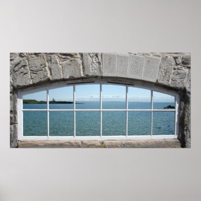 Arched Window with View of Sparkling Sea Poster by SceneFromAWindow