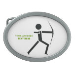 Archer with his bow black, green archery custom belt buckle