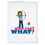 Archery Girl in Blue - Light Greeting Cards