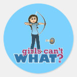 Archery Girl in Blue - Light Round Sticker