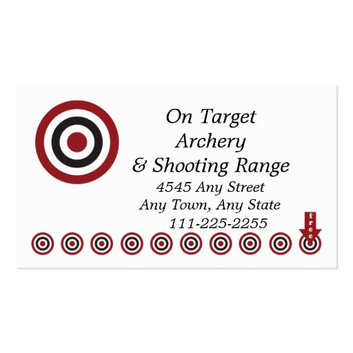 Archery Shoot Range - Customer Loyalty Punch Card Business Cards