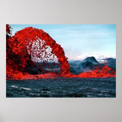 Arching Fountain of Lava from Pahoehoe Volcano Print by TheArts