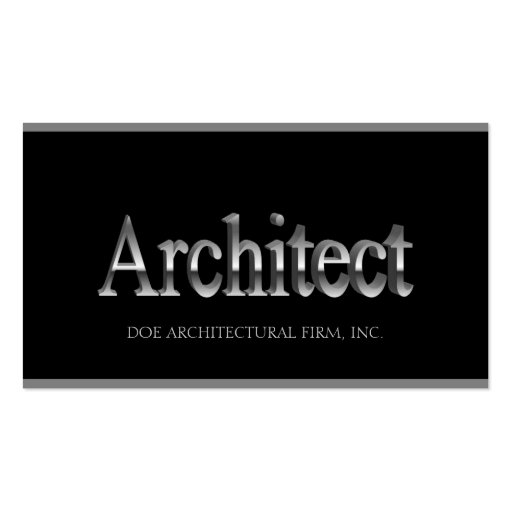 Architect 3D Black/Silver Borders Business Card (front side)