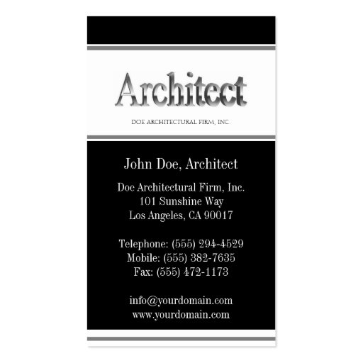Architect 3D Script B/W Business Cards (back side)