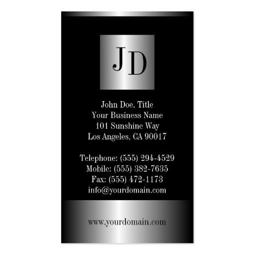 Architect Silver Metal Metallic Business Cards (back side)
