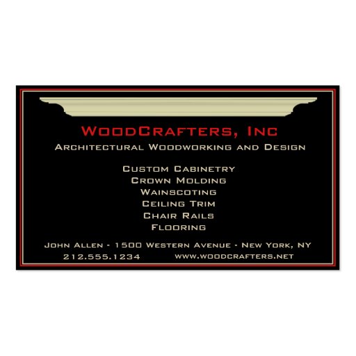 Architectural and Custom Carpentry Business Card Template (front side)