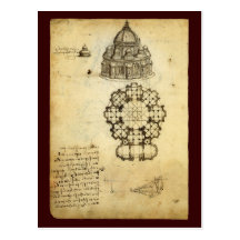 Architectural Sketch by Leonardo da Vinci Postcard