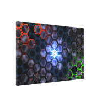 hexagon, glass, archive, glowing, [[missing key: type_wrappedcanva]] com design gráfico personalizado