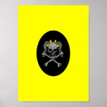 Arcos del amarillo de la etiqueta del cráneo de la poster