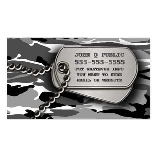 Arctic Camo Dog Tags Business Card (front side)