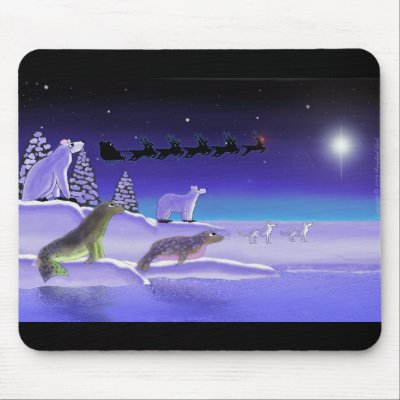 Arctic Christmas Eve Mouse Pads by rclord