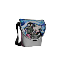 Arctic Mermaid Baby Penguins Cute Anime Purse Messenger Bag