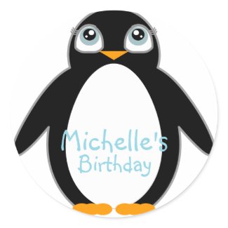 arctic PENGUIN custom BIRTHDAY keepsake label sticker