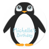 arctic PENGUIN custom BIRTHDAY keepsake label Stickers