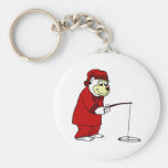 Arctic Polar Bear Ice Fishing in PJs Keychain