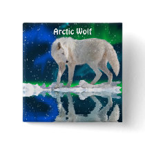 Arctic Wolf & Aurora Wildlife-supporter Button