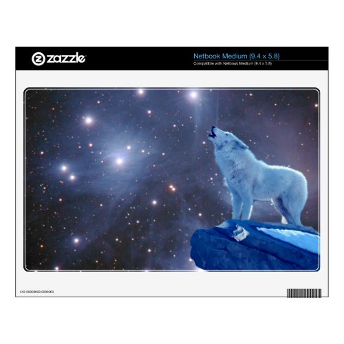 Arctic Wolf Howling at the Stars Art Laptop Skin musicskins_skin