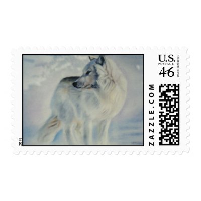 "Arctic Wolf in Winter" Stamp by paintonmypaws