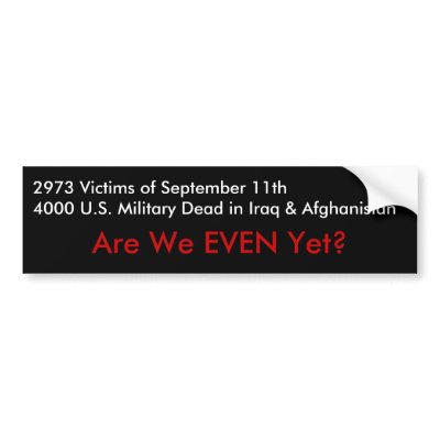 Are We EVEN Yet? Bumper sticker by zipflmeister