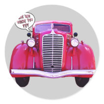 Are we there yet? round stickers