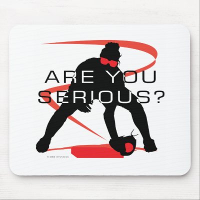 Are you serious Red Fielder Softball Mouse Mat by DT_Studios