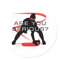 Are you serious Red Fielder Softball stickers by DT_Studios Are you serious Red Fielder Softball stickers