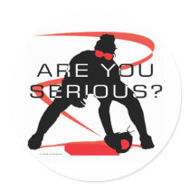 Are you serious Red Fielder Softball stickers by DT_Studios Are you serious Red Fielder Softball stickers