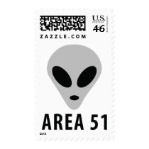 area 51 - alien head postage stamp