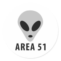 area 51 - alien head round stickers