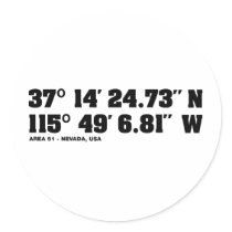 AREA 51 - coordinates Round Stickers
