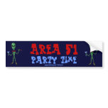 Area 51 funny party alien cartoon art sticker bumper sticker