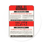 Area 51 Warning Round Sticker