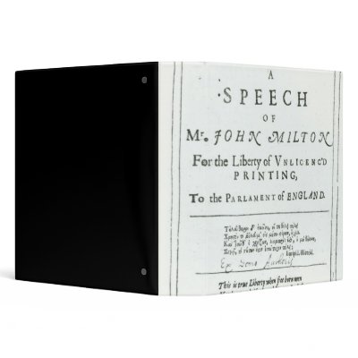 Areopagitica'  a speech of John Milton Vinyl Binder by bridgemanart