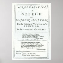 Areopagitica'  a speech of John Milton Posters