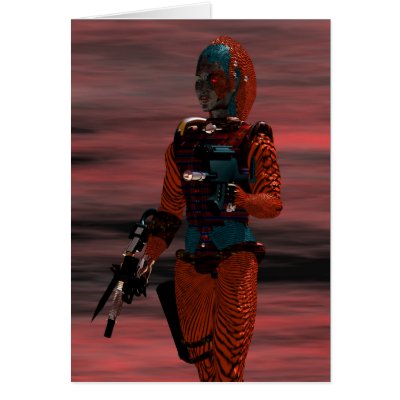 ARES - CYBORG 2 GREETING CARD by bulgan_lumini