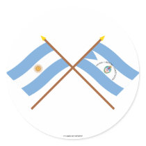Argentina and Corrientes Crossed Flags Round Sticker