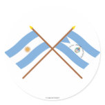 Argentina and Corrientes Crossed Flags Round Sticker