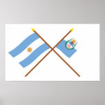 Argentina and Mendoza Crossed Flags Poster