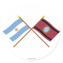 Argentina and Salta Crossed Flags Round Sticker