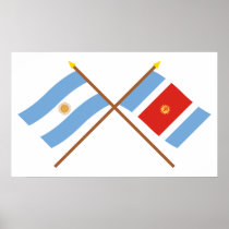 Argentina and Santiago del Estero Crossed Flags Posters