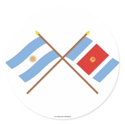 Argentina and Santiago del Estero Crossed Flags Round Stickers by Vexillophile