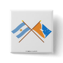 Argentina and Tierra del Fuego Crossed Flags Button