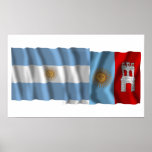 Argentina & Córdoba waving flags Print