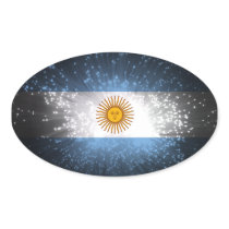 Argentina Flag Firework Oval Sticker